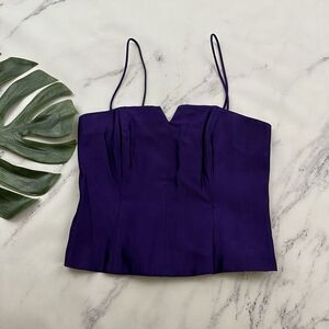 Betsey Adam Womens Vintage Y2k Corset Style Top Size 8 Purple Shimmer Crop